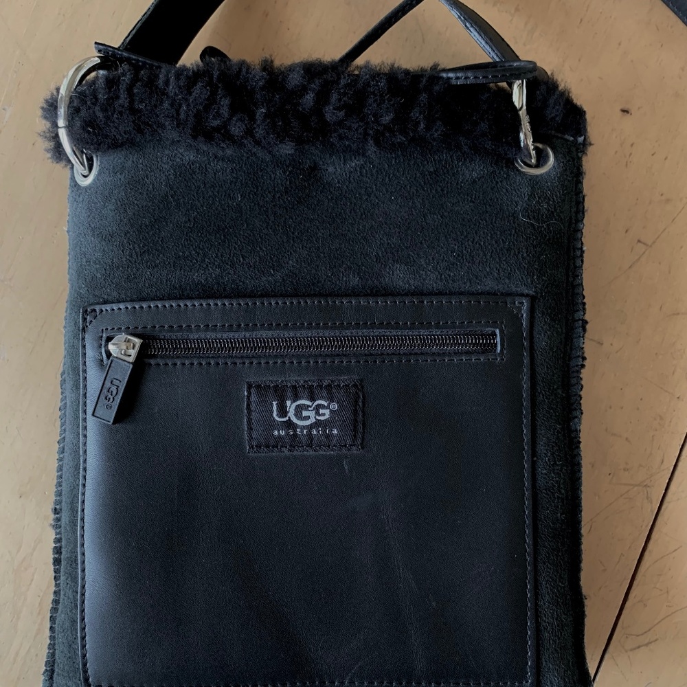 Ugg Black Suede Shoulder Purse - New without Tags
